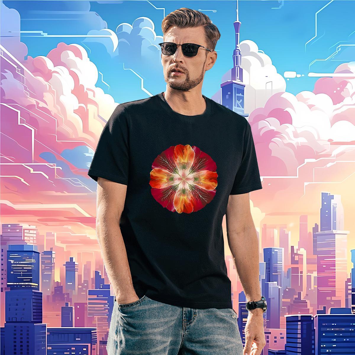 T-Shirts for Men 230g Pure Cotton flower High Street Hip Hop Breathable Soft DIY Logo Oversized Tshirt for Man Woman Factory Direct Free Shipping Top 