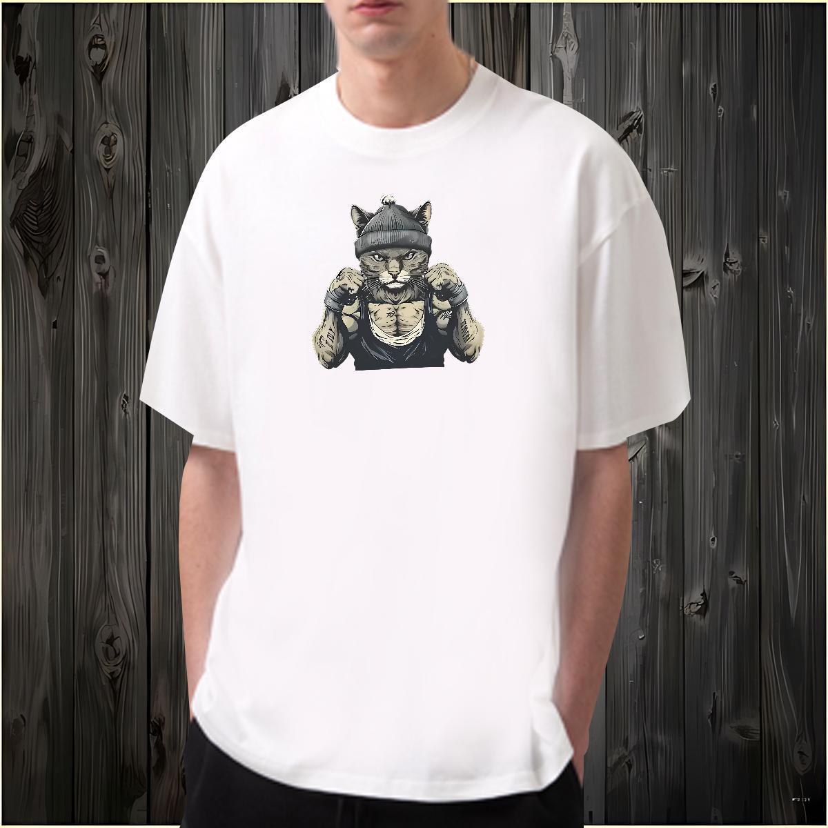 Man T Shirts 230g 100% Cotton angry Street O Neck Short Sleeves Cartoon Print Men Tees DIY Cool Tshirts