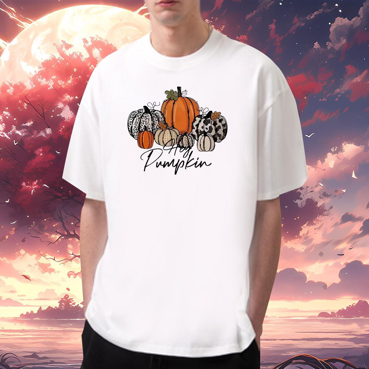 T Shirt For Man 230g Cotton halloween Sport Breathable Short Sleeve Cartoon Printing L-4XL Men Clothes T-Shirt Fashion New Loose Tops Tees