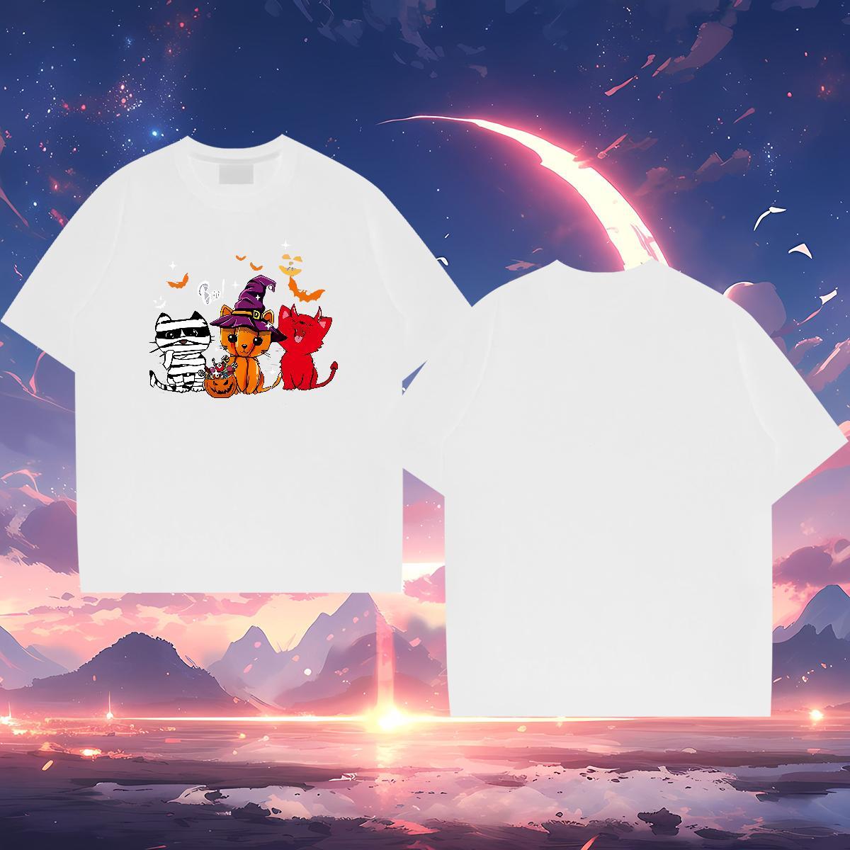 Fashion T-Shirts for Men 230g Pure Cotton halloween Street Wear Clothes Breathable Soft High Quality Men Clothes T-Shirt Anime