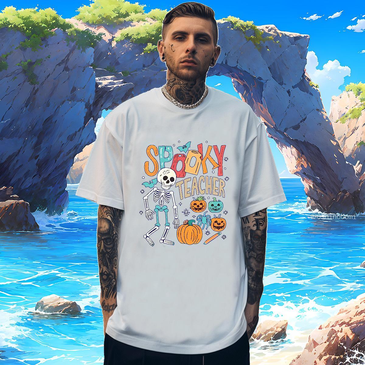 T Shirt For Man 100% Cotton 230g halloween Street Breathable Black Oversized Tshirt for Man Woman Classic Casual Cool Design Top Tees