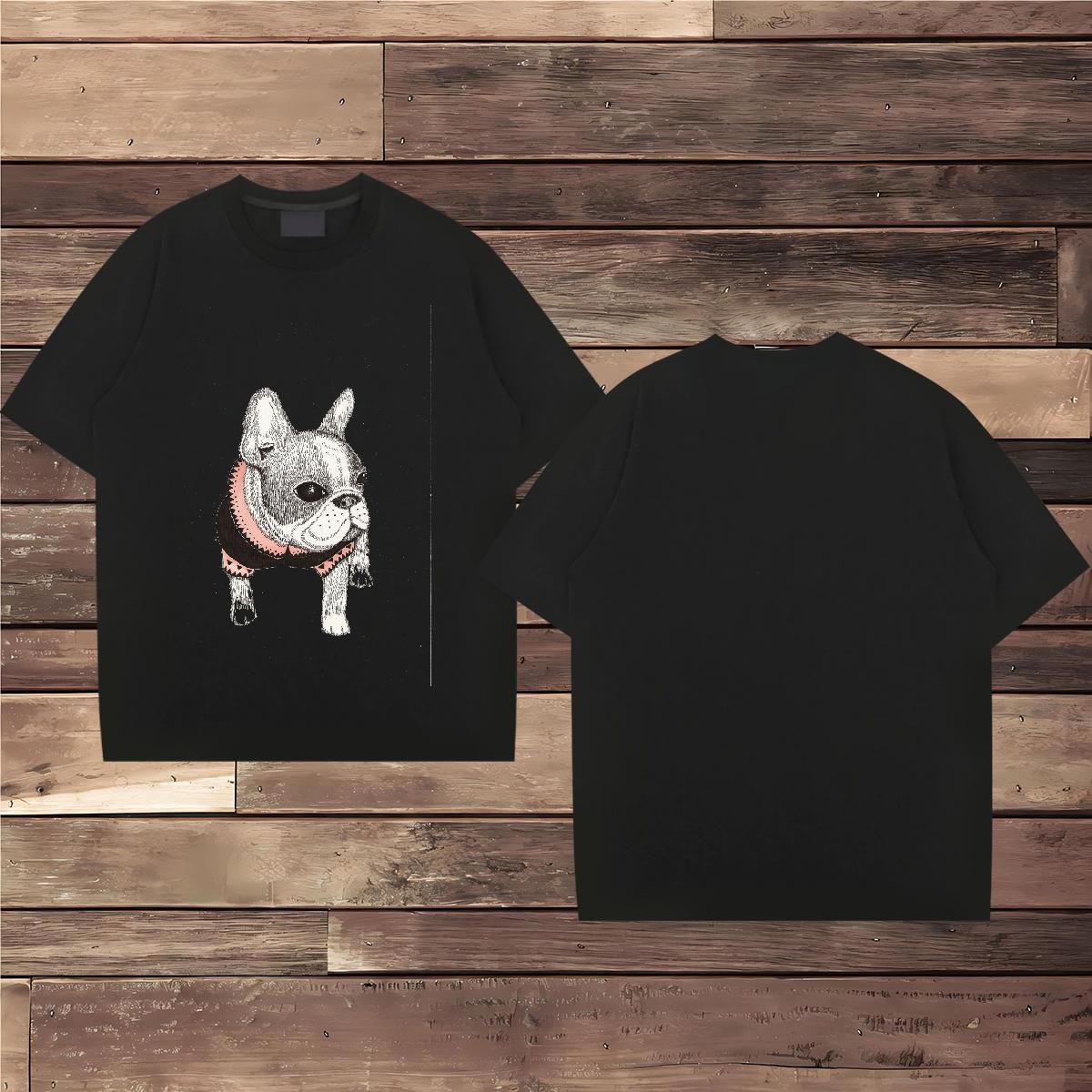 Fashion New Man T Shirts 230g 100% Cotton Dog Outdoor Polos Breathable Crew Neck Soft Couples T Shirts Cartoon Print