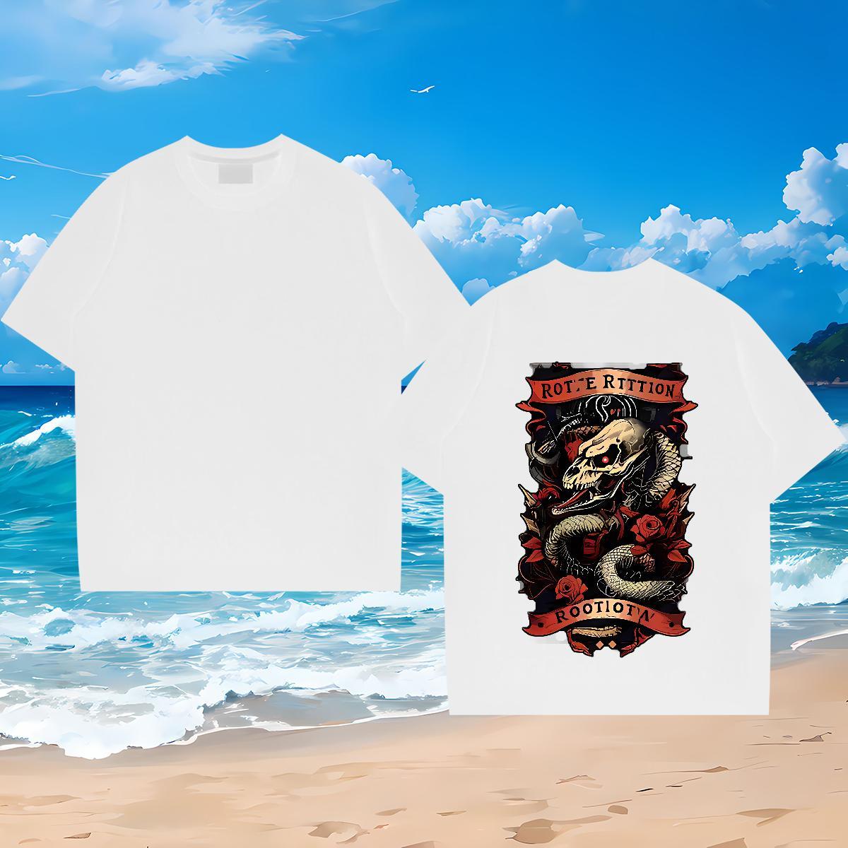 Stylist T Shirts Men 230g Pure Cotton snake Hip Hop Street Tees Shirts Breathable Soft Classic Men Clothes T-Shirt Black Oversized