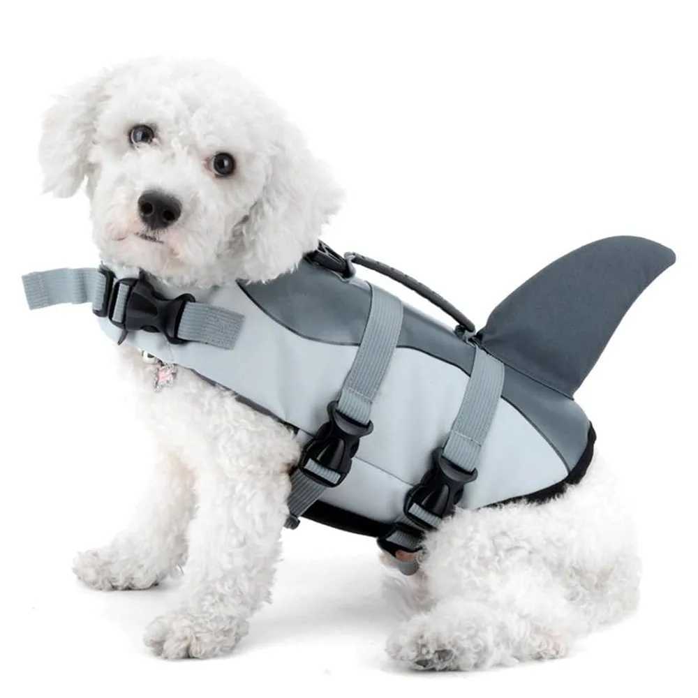 Shark Life Jacket for Dogs Adjustable Dog Life Vest for Swimming Boating Pool High Flotation Puppy Swimsuit Pet Life Preserver Y240806