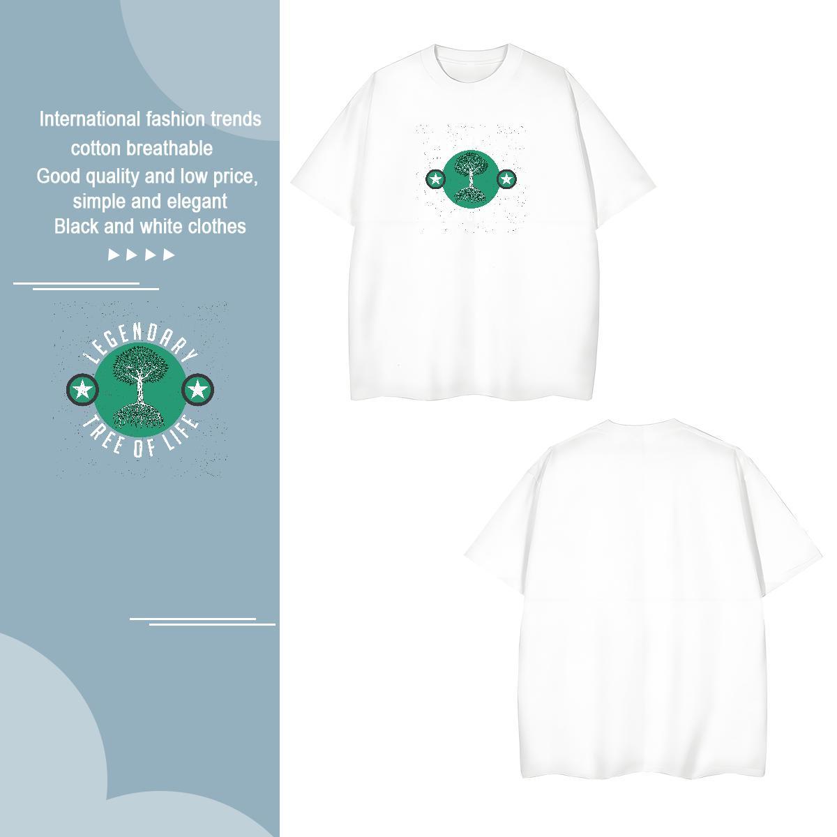 T shirt 230g Pure Cotton tree Casual Crew Neck DIY Men Tops Tees DIY Customized Designer Polos