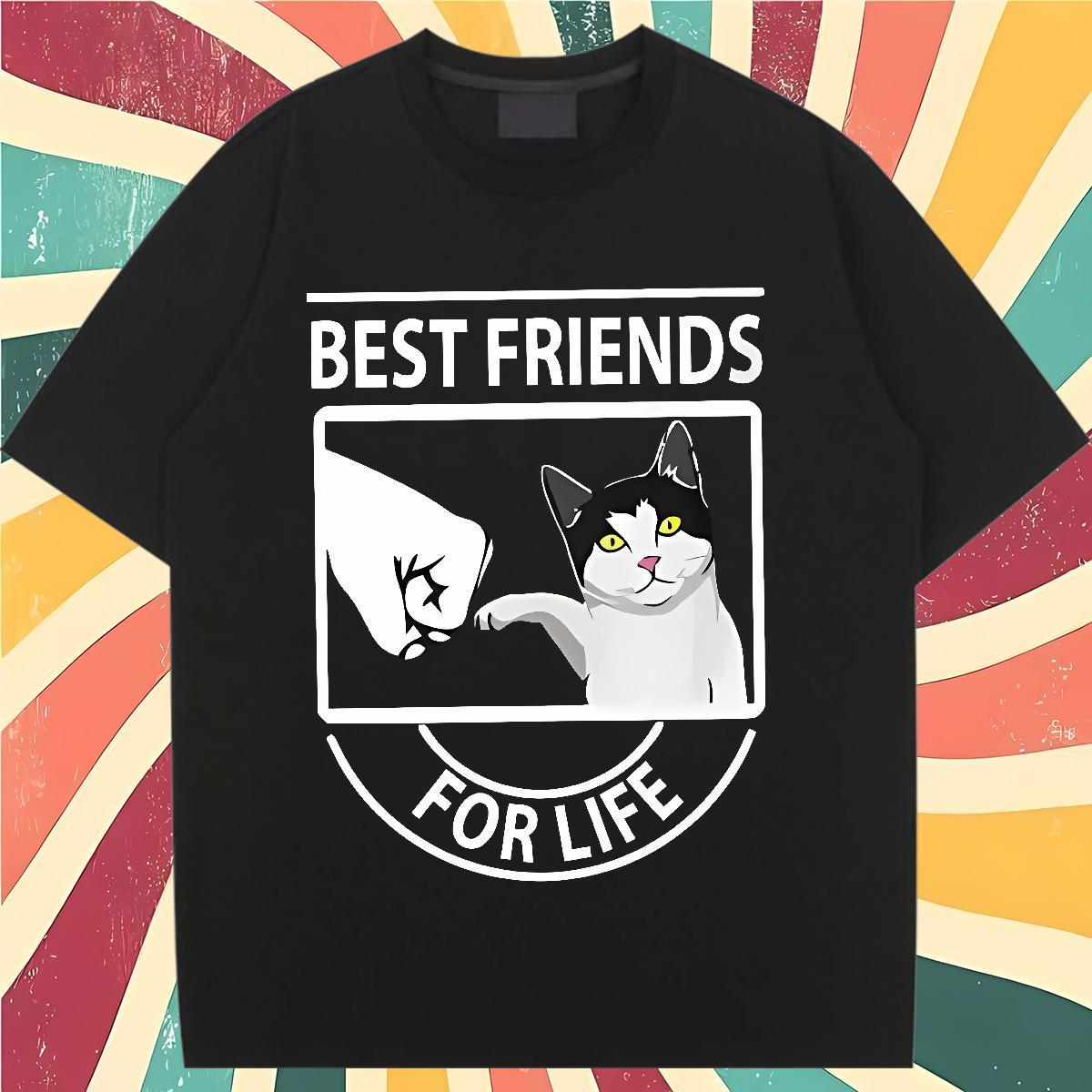 5A T-Shirts Breathable Soft Unisex Tshirts Anime cat Daily Outfit 230g 100% Cotton 2024 Top Tees