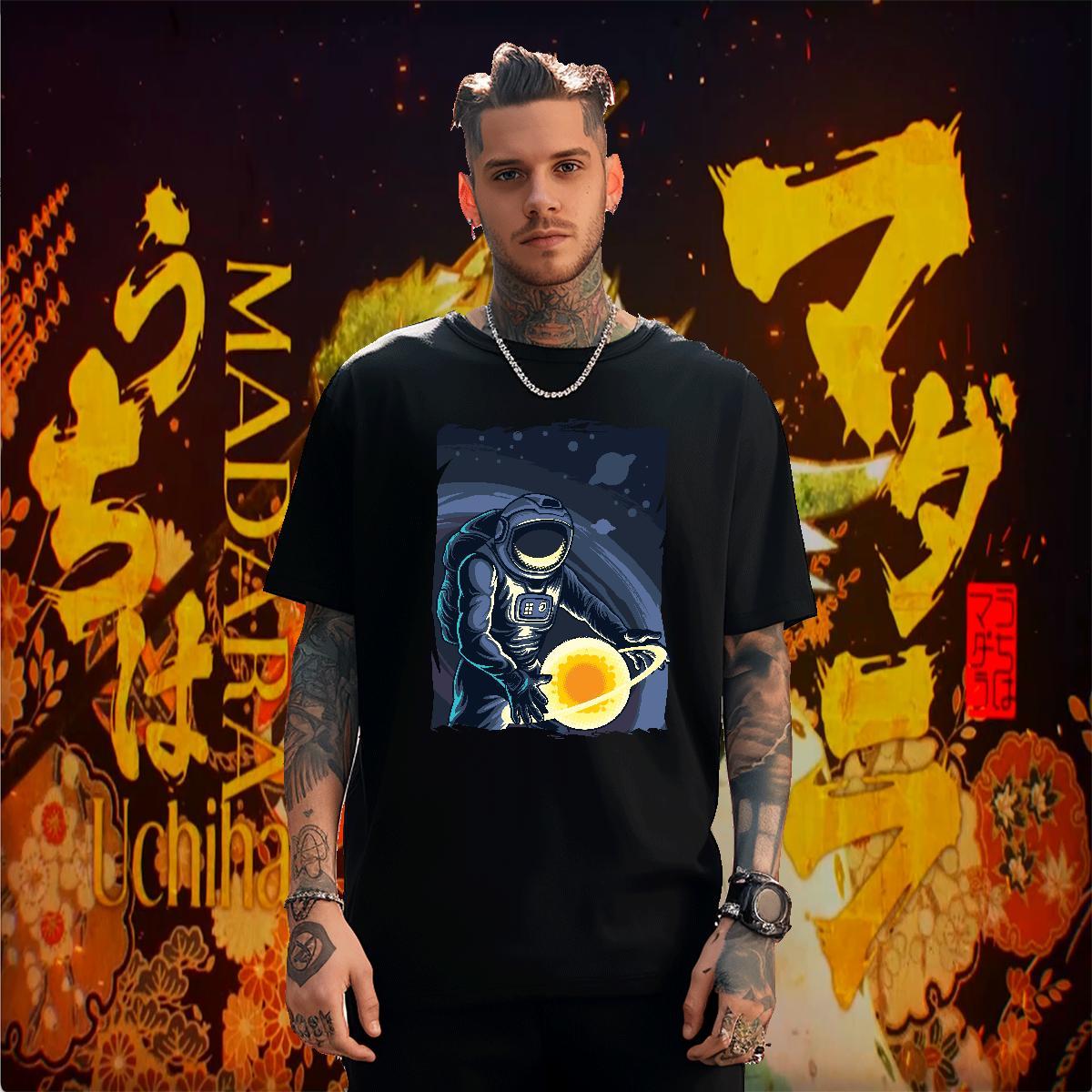 T Shirts Men 230g Cotton universe Street Crew Neck Anime Tshirt for Man Woman 2024 Designer Loose Fit Polos