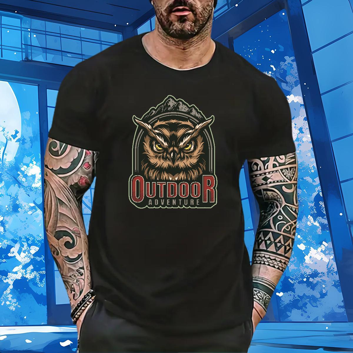 New Designer T-Shirts for Men 100% Cotton 230g Owl Spring Summer Top Tees Breathable Short Sleeve High Quality Tshirts Anime Print