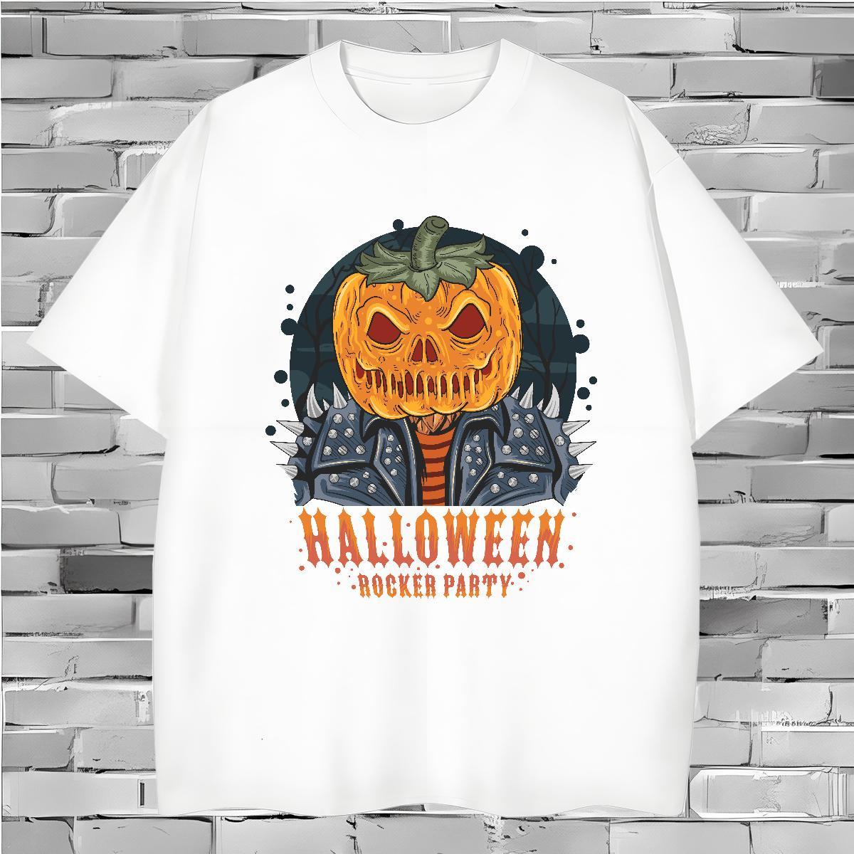 Man T Shirts 230g Cotton Halloween Casual Daily Wear Breathable Short Sleeve Skull Men Clothes T-Shirt 2024 Wholesale Tee Shirt
