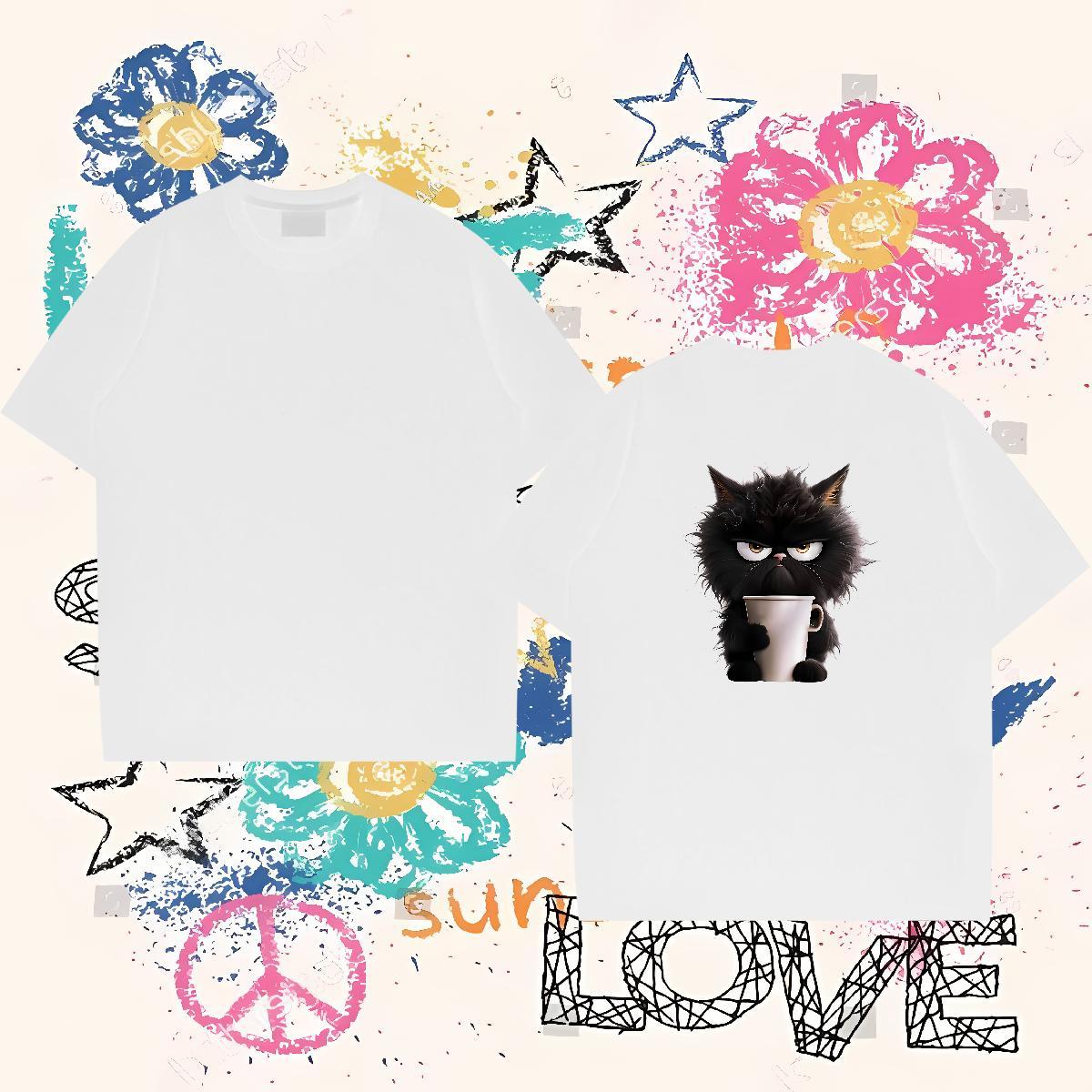 Brand Mens T Shirts 230g Cotton cat Casual Tee Shirt Crew Neck Breathable Free Shipping Men Tees Skull