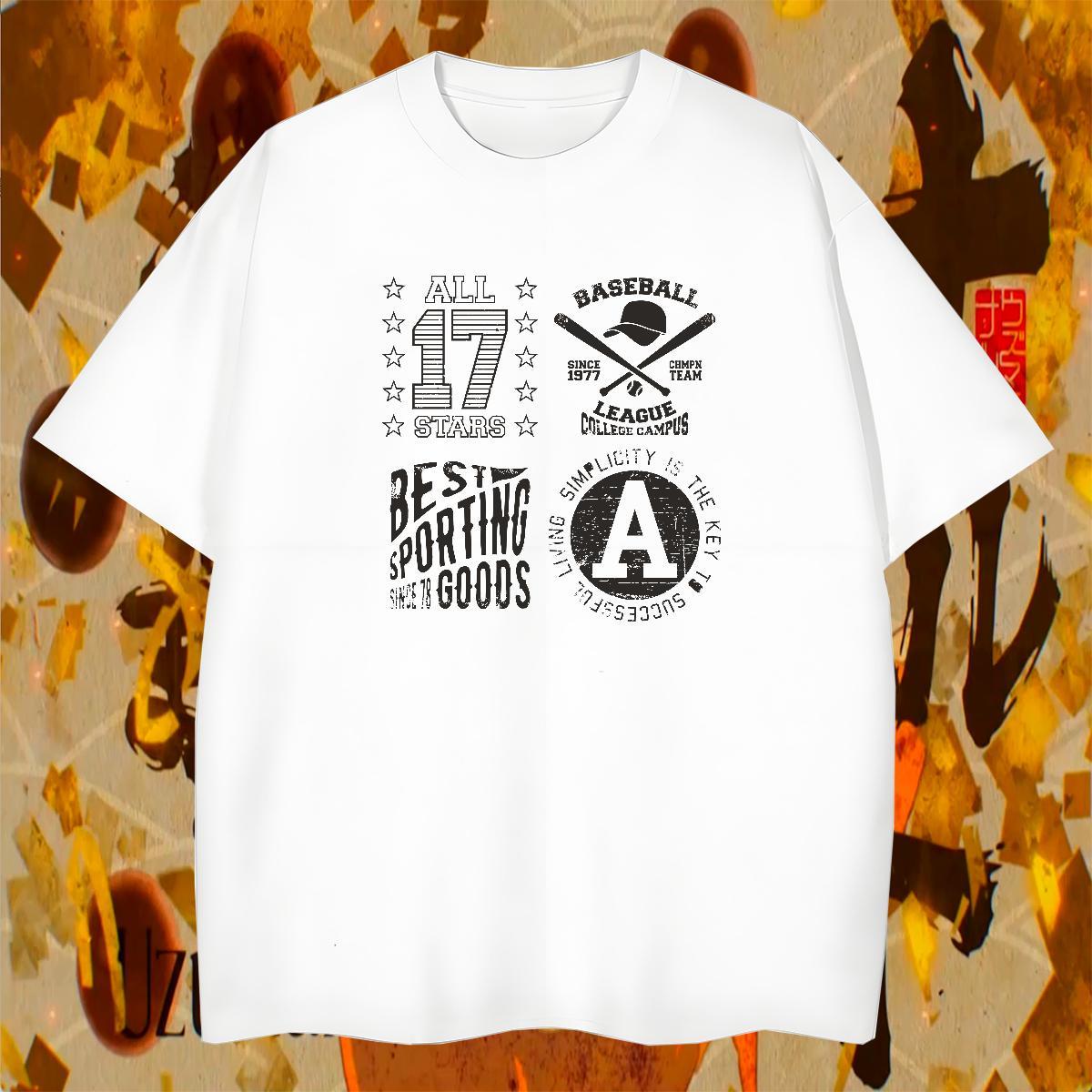 Unisex Tshirt for Man Woman 230g 100% Cotton Anime Printing Street letter DIY Printed Breathable Crew Neck Casual New T shirt Clothings