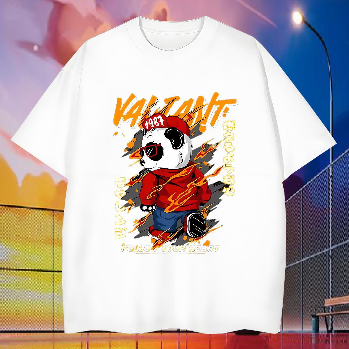 New Arrival T Shirt For Man 100% Cotton 230g panda Daily Wear Top Tees O Neck Short Sleeves TOP Quality Men Tops Tees Anime Print