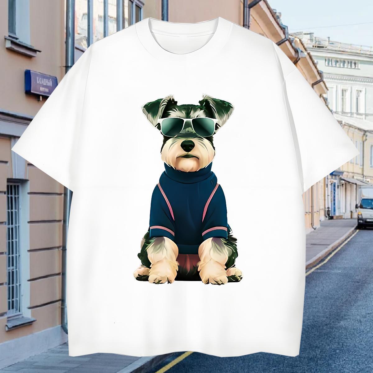 Mens T Shirts 230g Pure Cotton dog Anime Printing Street O-Neck Short Sleeve Cartoon Printing L-4XL Men Tees Customized Classic Wear