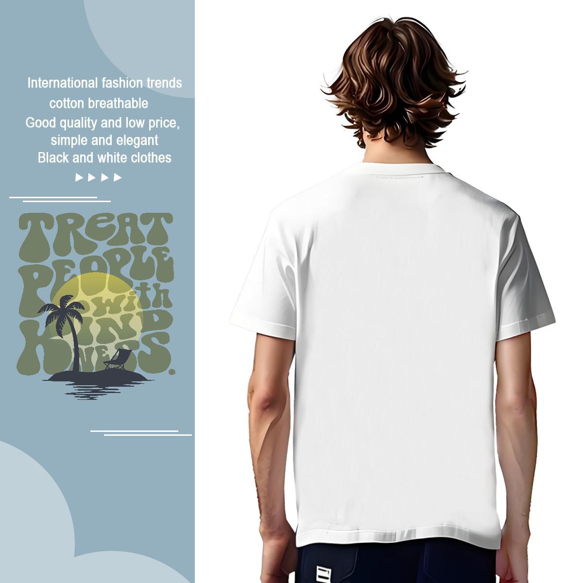 T Shirts Men 230g Cotton tree Street Casual Short Sleeve Soft Oversized 4XL Men Tops Tees New Cool Wear