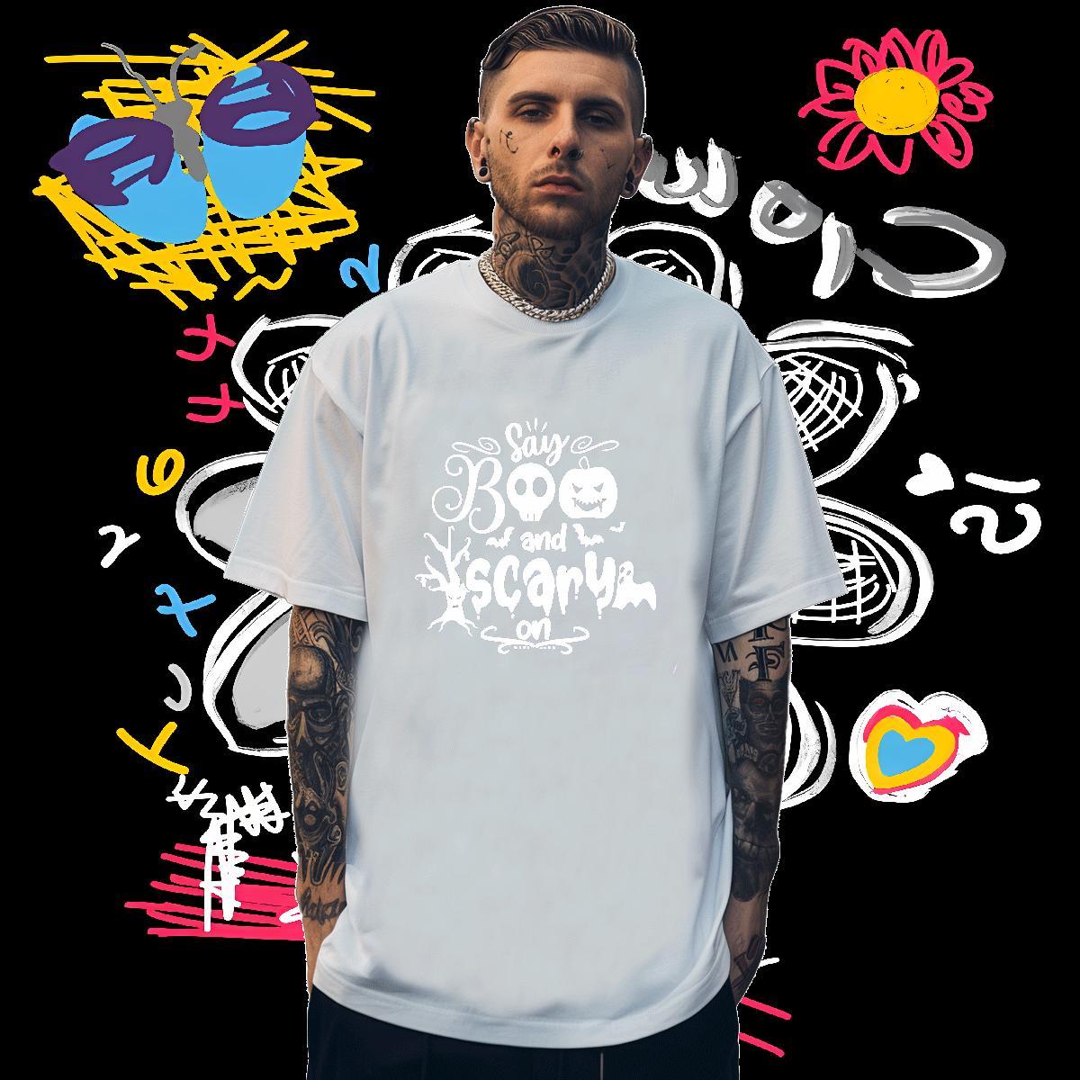 New Arrival Men T Shirts 230g Pure Cotton halloween Daily Outfit Tops Tees Crew Neck Breathable Cool Design Couples T Shirts Cartoon Printing L-4XL