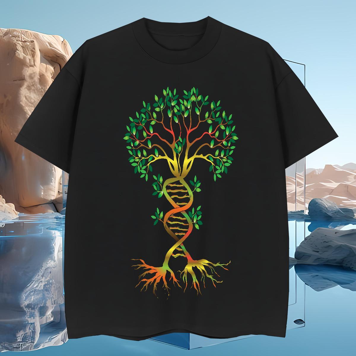 Mens T Shirts 230g Pure Cotton tree Sports Casual Breathable Crew Neck Customized Tshirt for Man Woman Fashion Loose Fit Tshirts