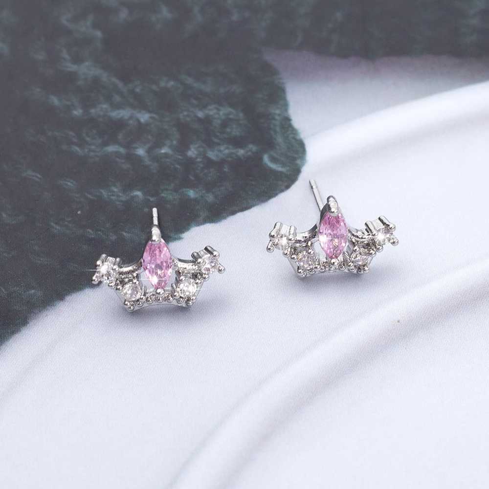 New Fashion Exquisite Pink Zircon Womens Earrings Retro Style Elegant Trend 2024 Crown Accessories Party Gifts Girls Jewelry W240803
