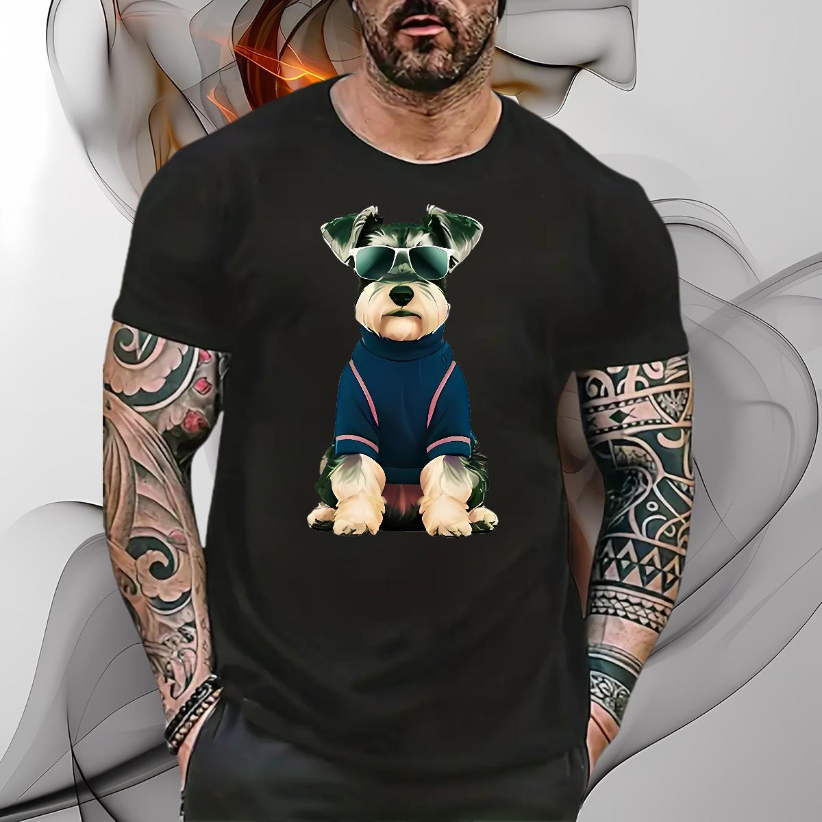 2024 Designer T Shirts Men 230g Pure Cotton dog Street Wear Clothings Breathable Short Sleeve Loose Fit Men Tops Tees Floral Print