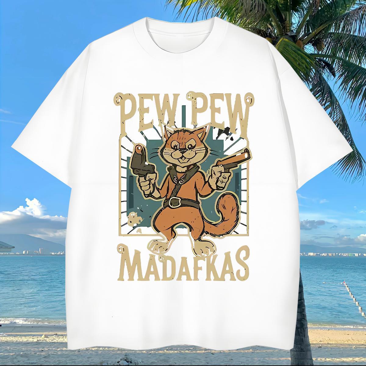 2024 DIY T Shirts Men 230g Pure Cotton squirrel Daily Outfit Tops Shirt O-Neck Short Sleeve Comfortable Men Tshirts Custom Cartoon