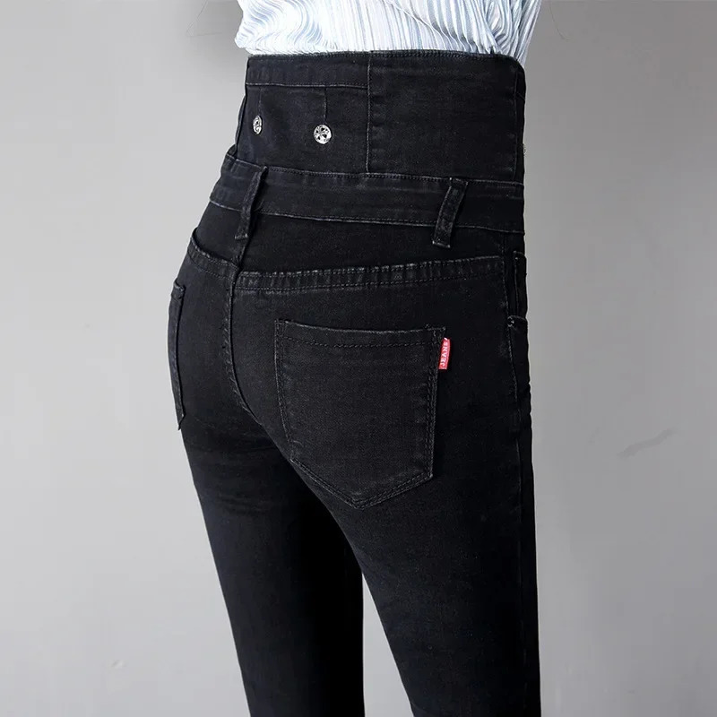 Fashion Women High Waist Pencil Pants Casual Slim Ladies Jeans High Waist Cargo Jeans Women Pants 240806