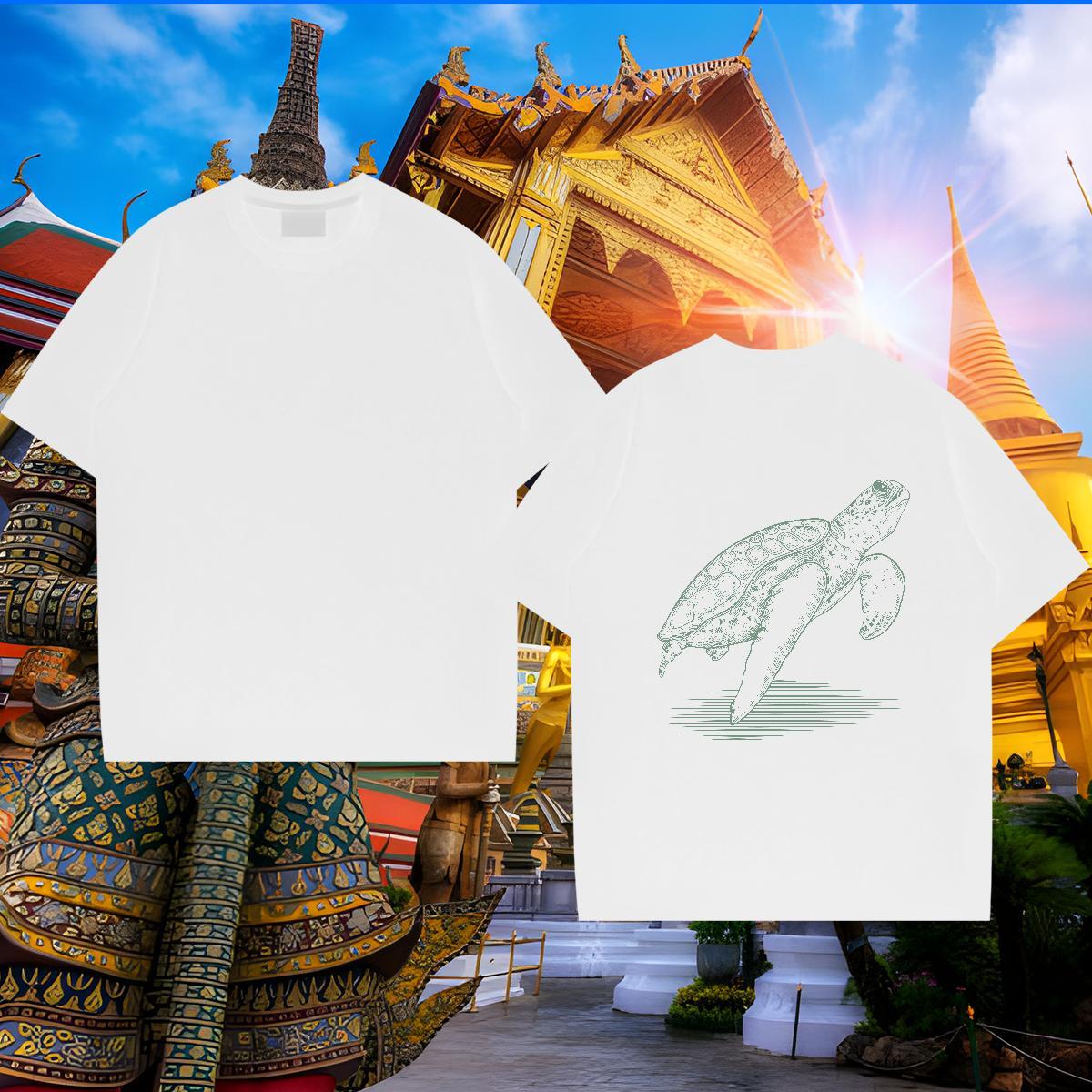 High Quality Men Clothes T-Shirt 230g Pure Cotton tortoise T-Shirts Daily Wear Short Sleeve Soft Skull 2024 DIY Clothings