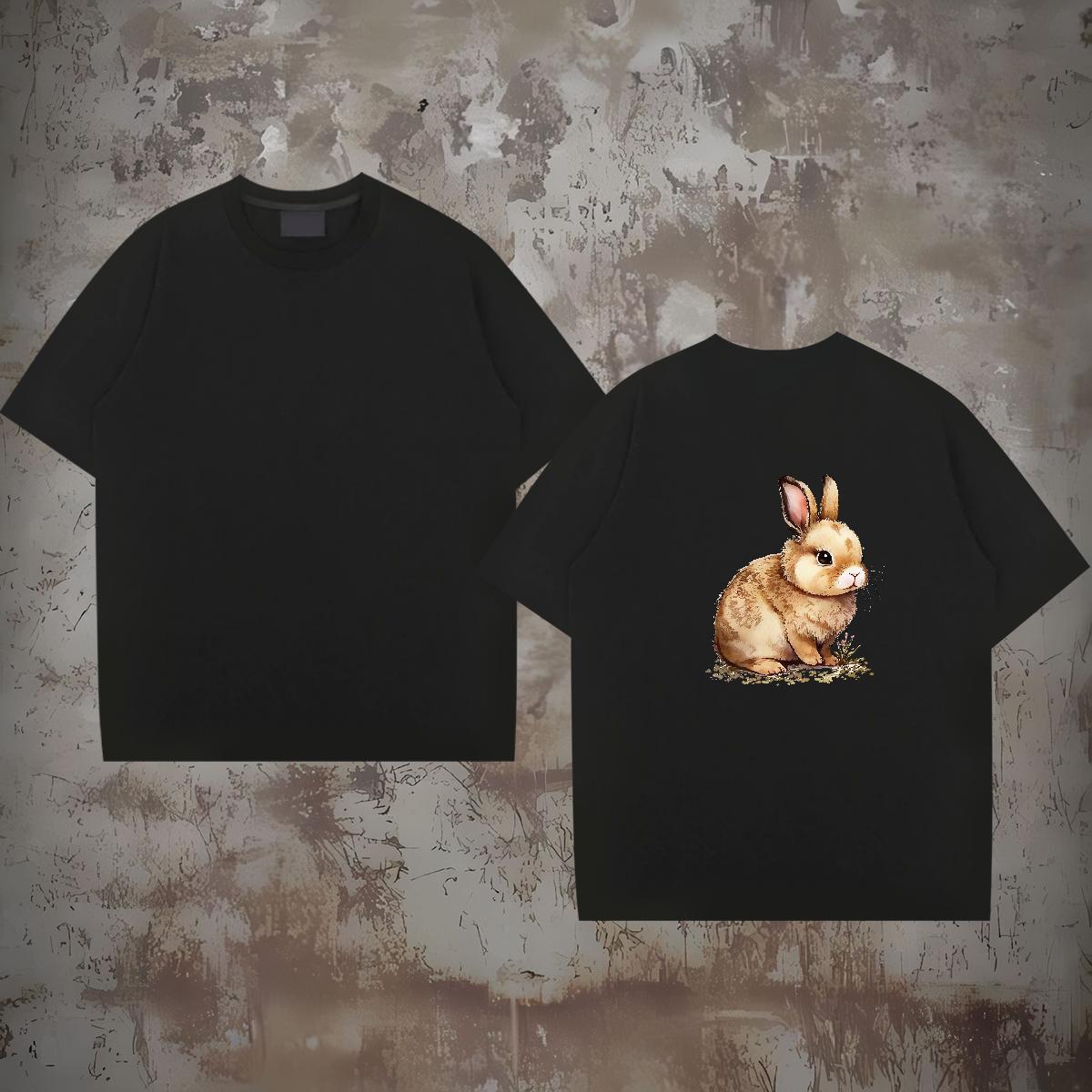 Fashion Design T Shirts Men 230g Pure Cotton rabbit Sport Tops Tees O-Neck Short Sleeve Designer Tshirt for Man Woman DIY Anime