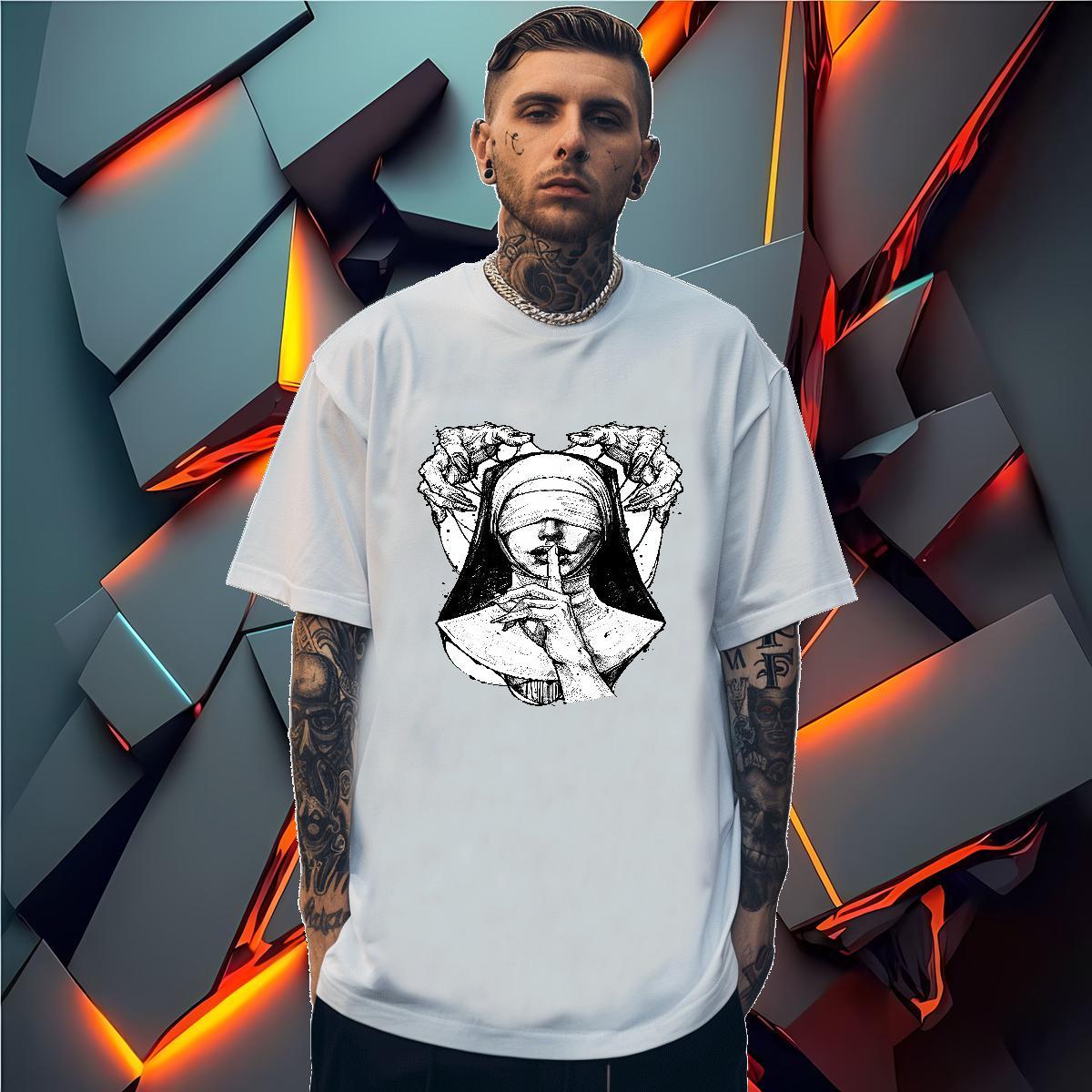 T Shirt For Man 100% Cotton 230g nun Hip Hop Street Breathable Custom Big Size Men Tshirts Casual New Loose Tops Tees