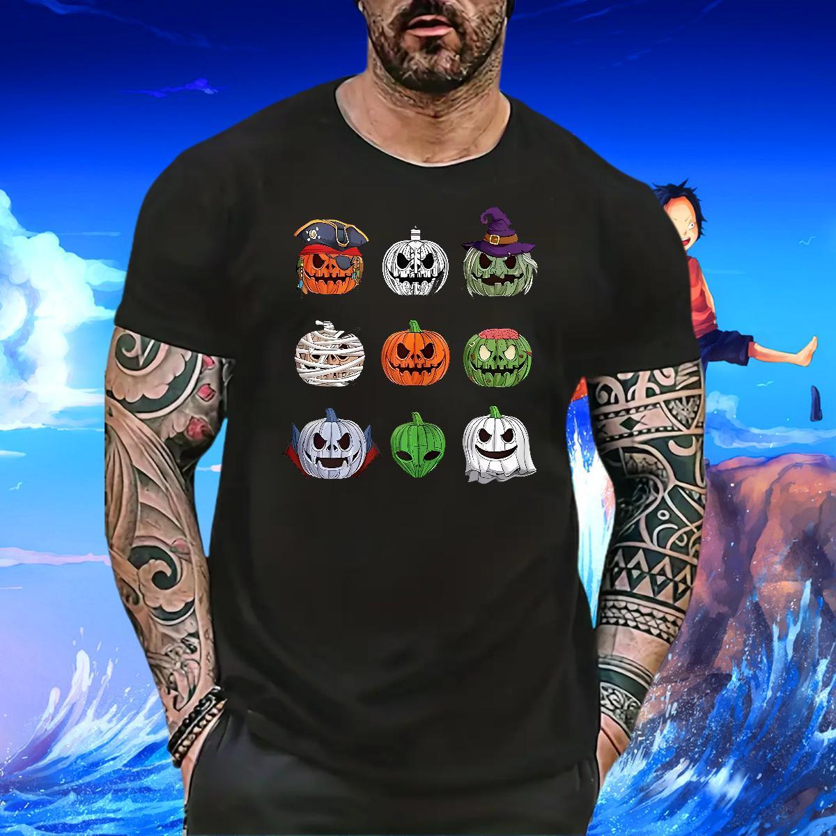 2024 New T Shirts Men 100% Cotton 230g halloween Street Wear Tops Short Sleeve O-Neck Popular Couples T Shirts Cartoon Print