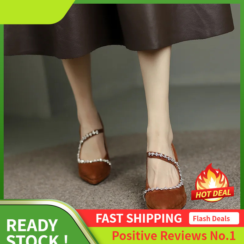 Shoes Ddmysports Women France Style Igh Clunky Eel Diamond Dress Wear Comfort Black Free Shipping Outdoor