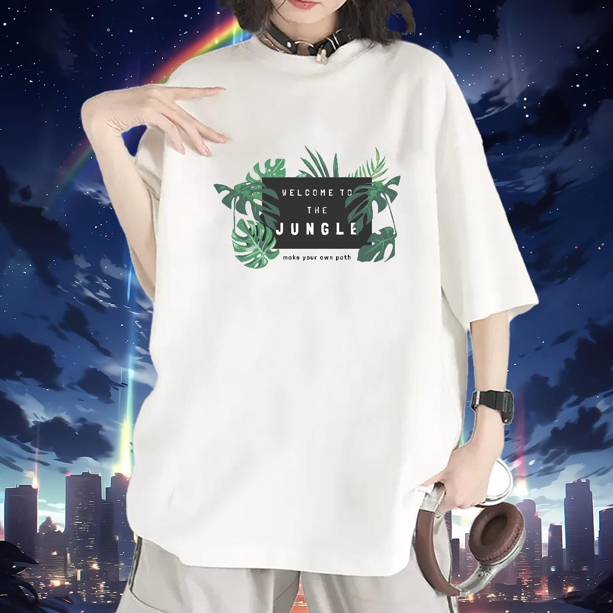 Lady Women T Shirts Breathable Crew Neck Unisex Tshirts White Plus Size tree Hip Hop 230g 100% Cotton TOP Quality Clothes