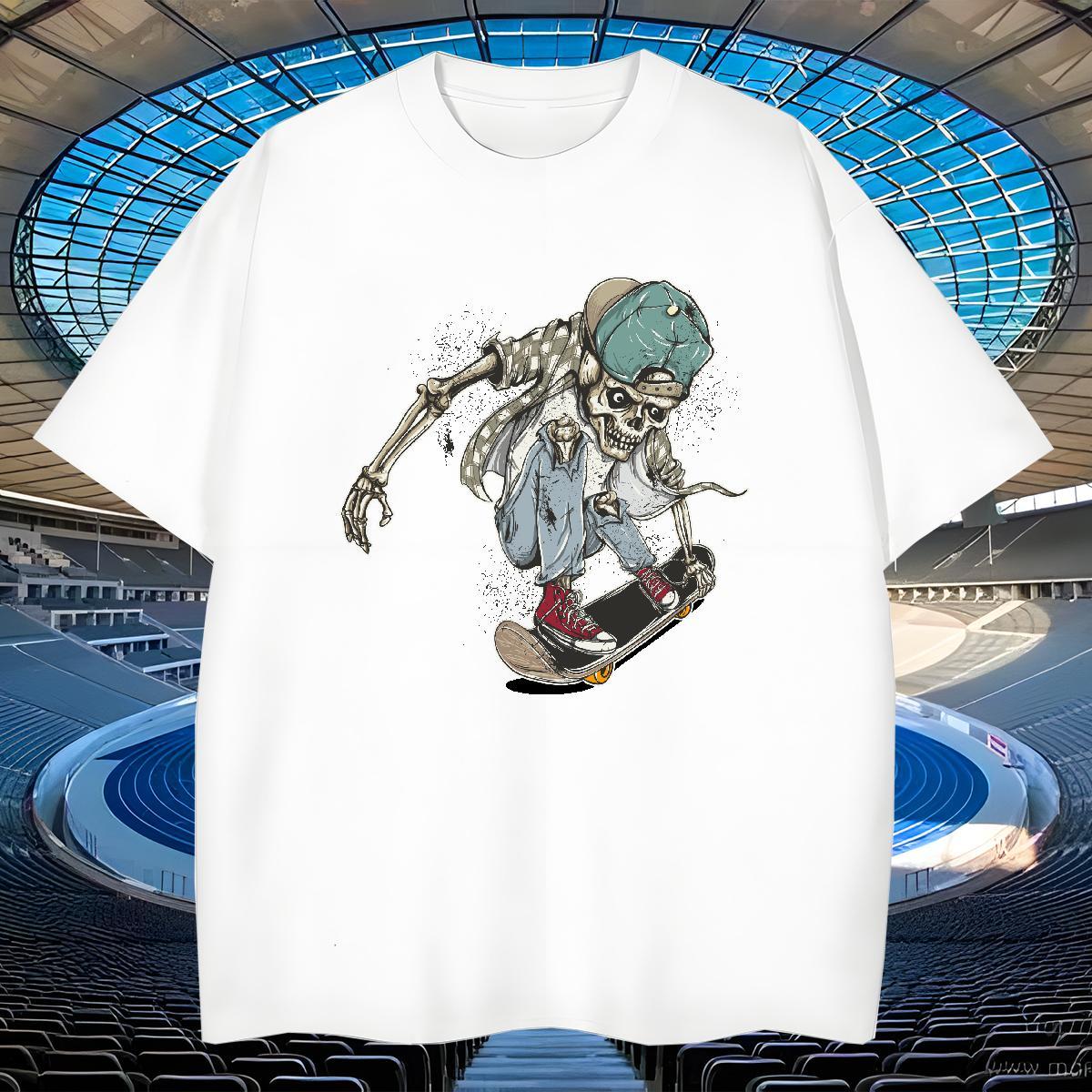 Fashion New Men T Shirts skull Clothings 230g Cotton Sport Brand Custom Cartoon Breathable Crew Neck Tshirt for Man Woman