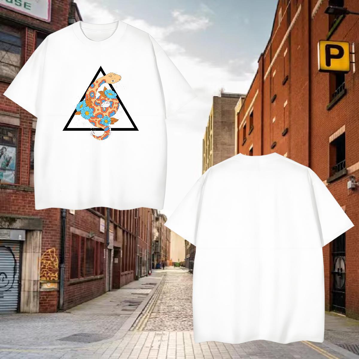 High Quality Couples T Shirts 230g Cotton snake Man T Shirts Street Casual Breathable Short Sleeve DIY Designer Fashion Tees