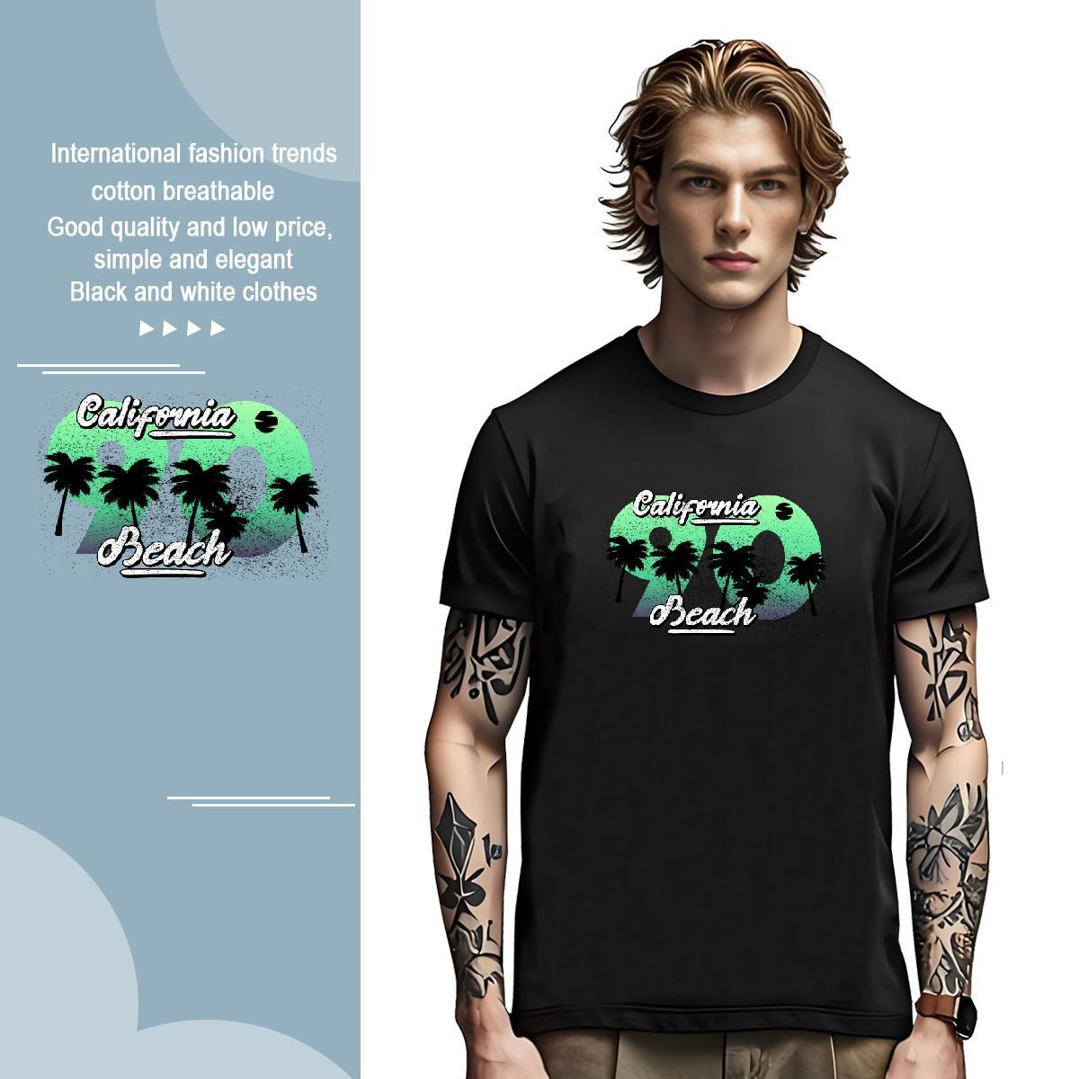 T Shirts Men 230g Cotton tree Casual Breathable Short Sleeve Cartoon Print Couples T Shirts Fashion Casual Cool Wear