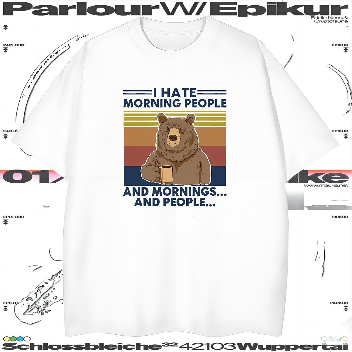 Men T Shirts 230g Pure Cotton bear Hip Hop Breathable Short Sleeve Cartoon Print Men Tops Tees Fashion Design Unisex Tees Shirts