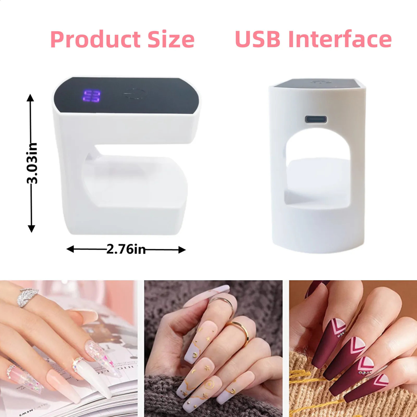 Mini LED Nail Lamp 24W UV Light for Nails with Timer UV Lamp for Gel Nails Quicky-Dry Nail Light Portable USB Nail Dryer for Tr 240729