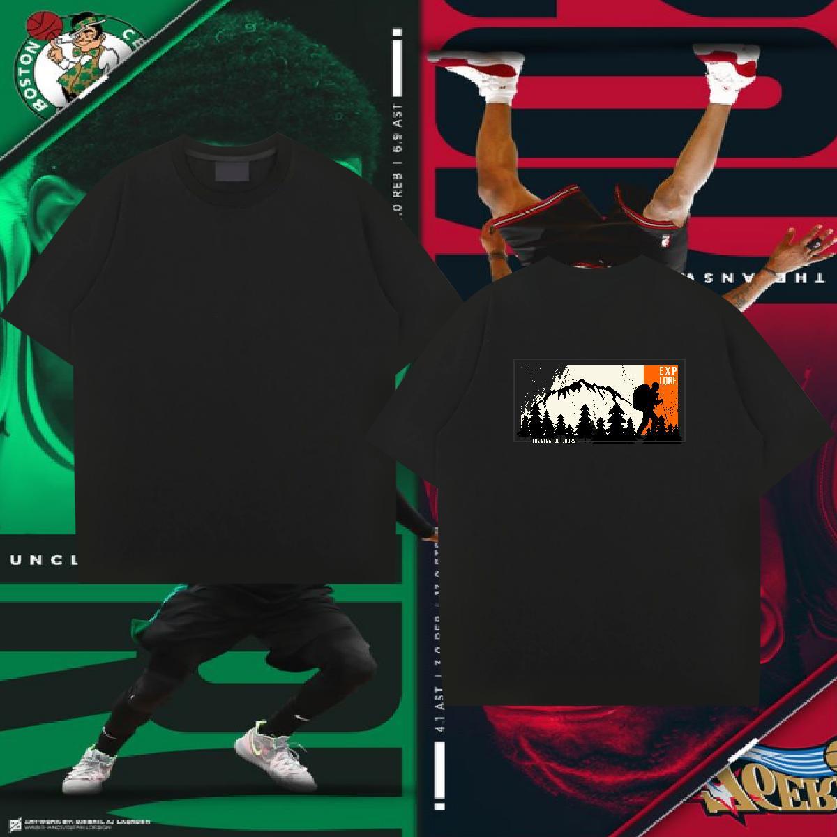 Fashion T-Shirts mountains Wear 100% Cotton 230g Street Popular Custom Print Oversized Breathable Short Sleeve Men Tshirts