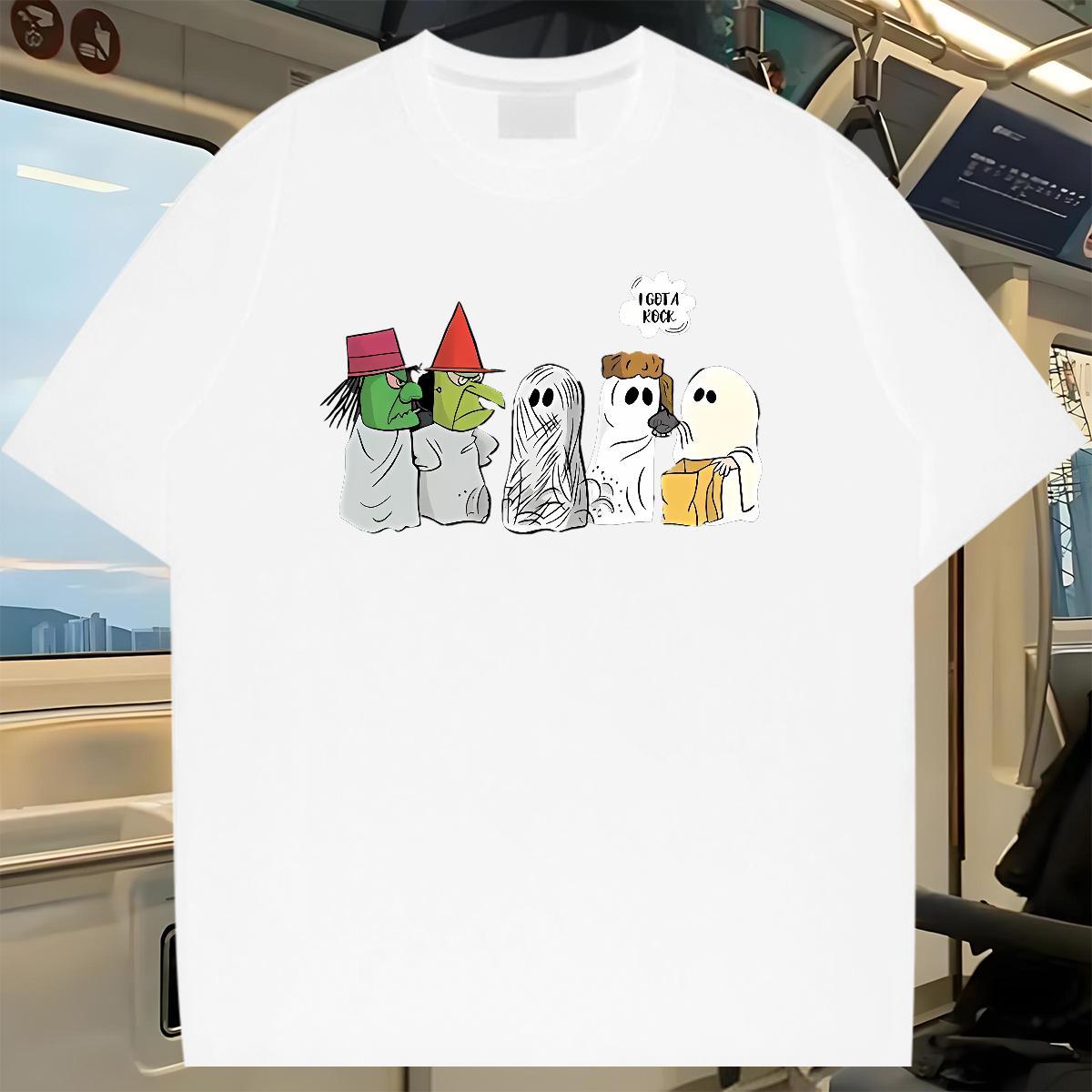 2024 Men T Shirts 230g Pure Cotton halloween Outdoor Tee Shirt Crew Neck Breathable Cool Men Tops Tees Black Oversized