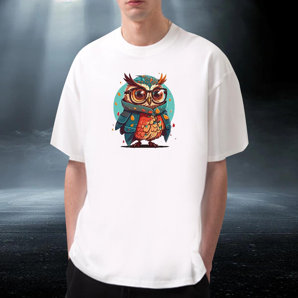 High Quality Men Clothes T-Shirt 100% Cotton 230g Anime Printing Street Owl Customized Round Neck Short Sleeve 2024 T Shirts Men Tees Shirts