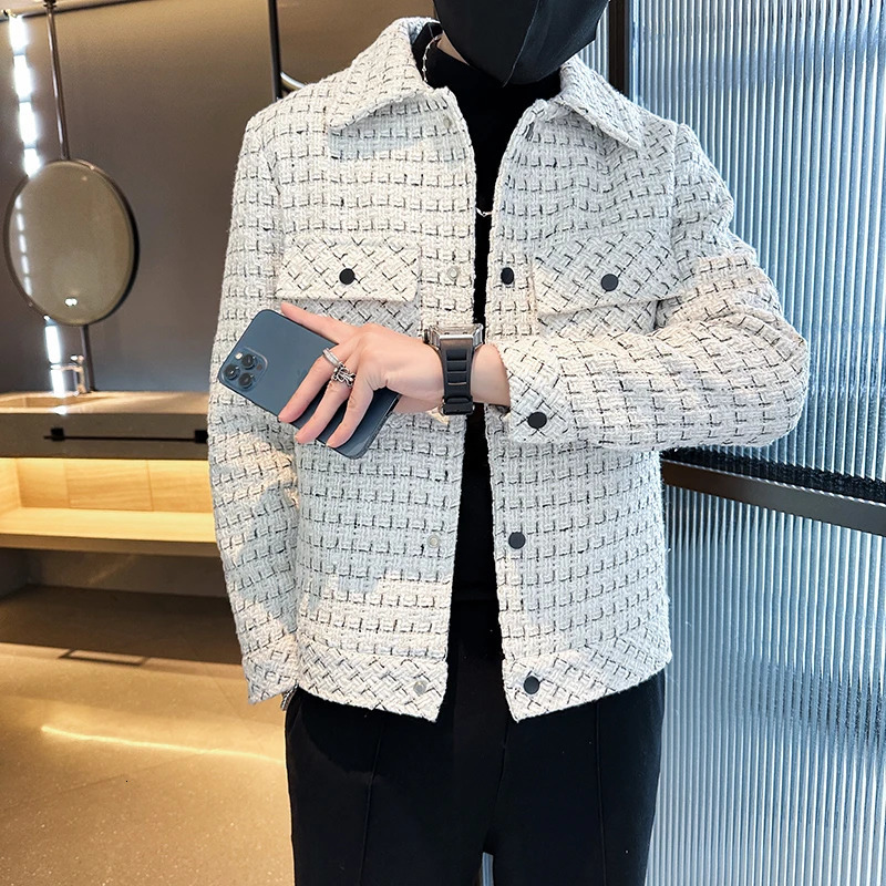 Plain weave jacket lapel slim fit casual mens jacket fashionable slim fit mens jacket spring mens jacket Jaqueta Motoqueiro 3XL-M240806