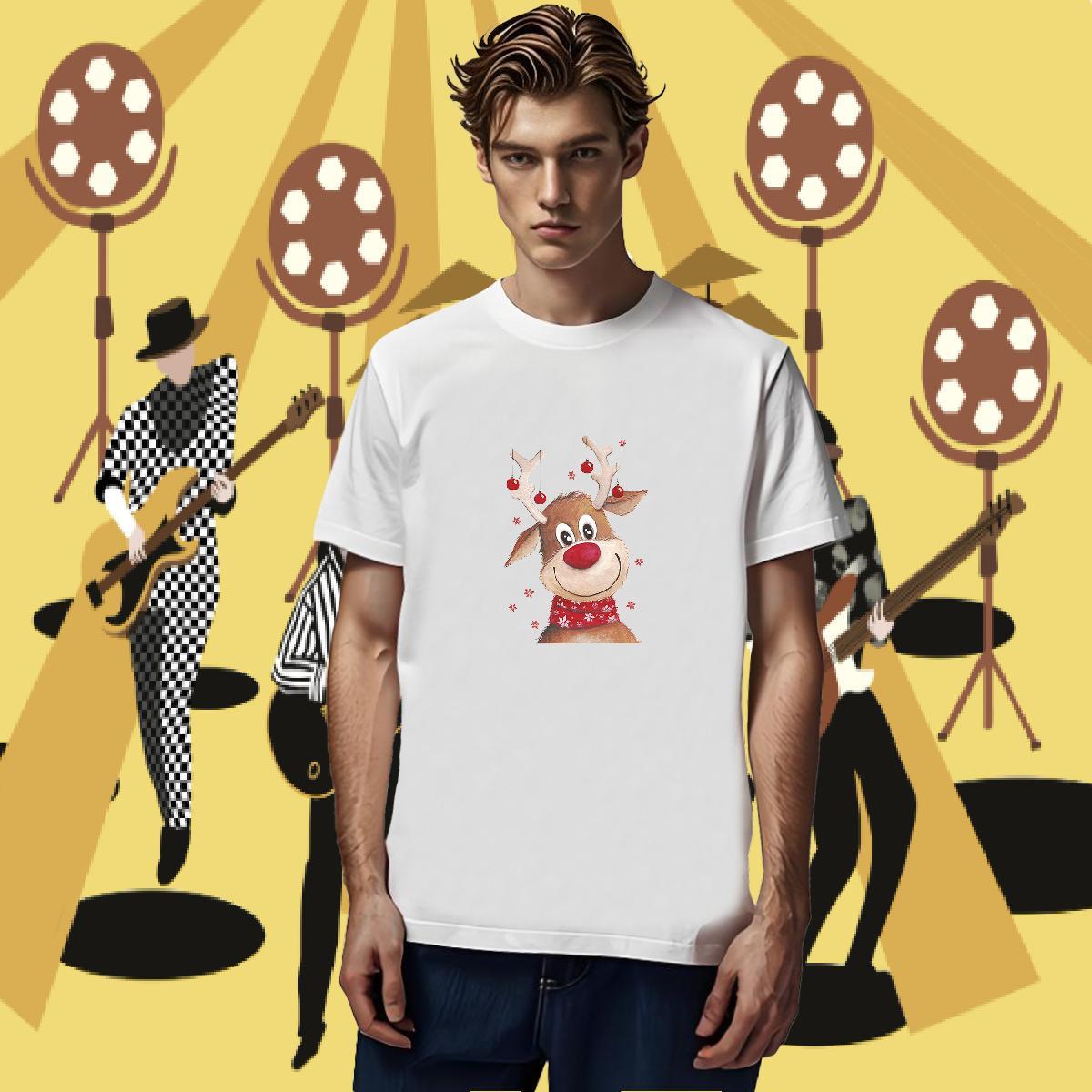 2024 T-Shirts for Men 230g 100% Cotton Christmas Daily Wear Tops Tees Breathable Crew Neck Unisex Men Tops Tees Custom Anime