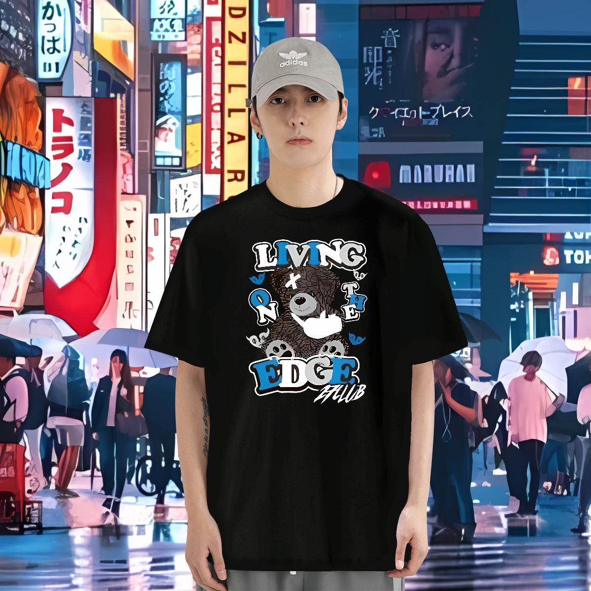 T-Shirts for Men 230g Pure Cotton bear Summer Casual Breathable Soft Black White Men Tees Designer Fashion Cool Design Clothes