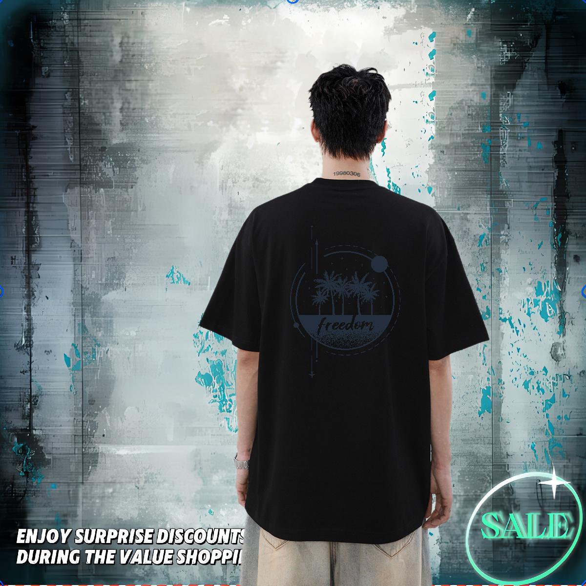 2024 DIY Man T Shirts 100% Cotton 230g sea Street Casual Tops Tees Crew Neck Breathable Cool Design Tshirts Anime Print