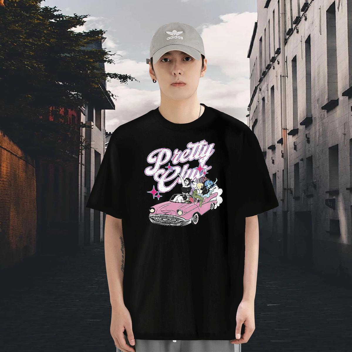 Free Shipping Men Tops Tees 230g Pure Cotton Hip Hop Street car Asian Size Breathable Short Sleeve 2024 DIY T-Shirts for Men Top Tees