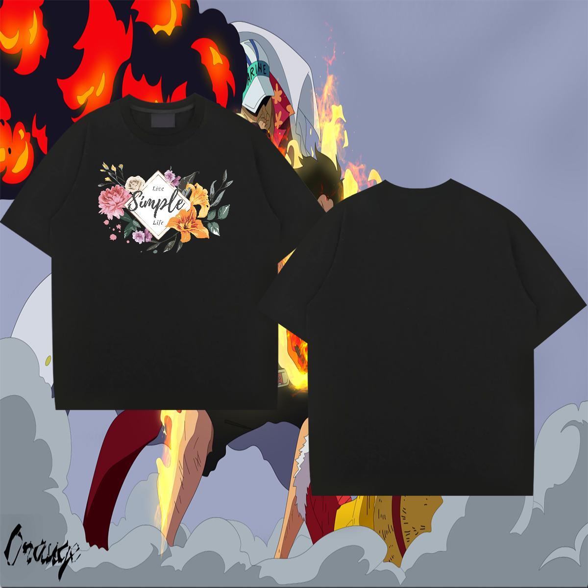 Wholesale Men Clothes T-Shirt 100% Cotton 230g Sport flower Cartoon Printing L-4XL Breathable Free Shipping T-Shirts Top Tees