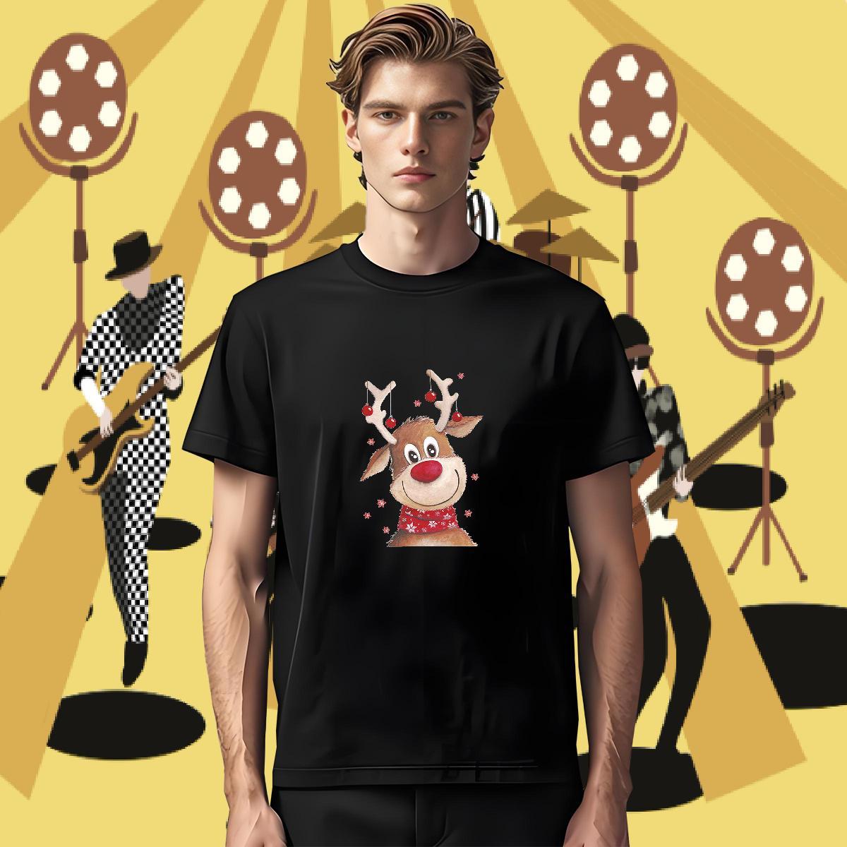 2024 T-Shirts for Men 230g 100% Cotton Christmas Daily Wear Tops Tees Breathable Crew Neck Unisex Men Tops Tees Custom Anime