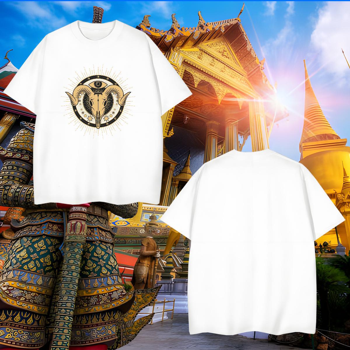 Unisex Men Tshirts 230g Pure Cotton sheep T Shirts Men Anime Printing Street Breathable Short Sleeve Plus Size Custom Fashion New Tops Shirt