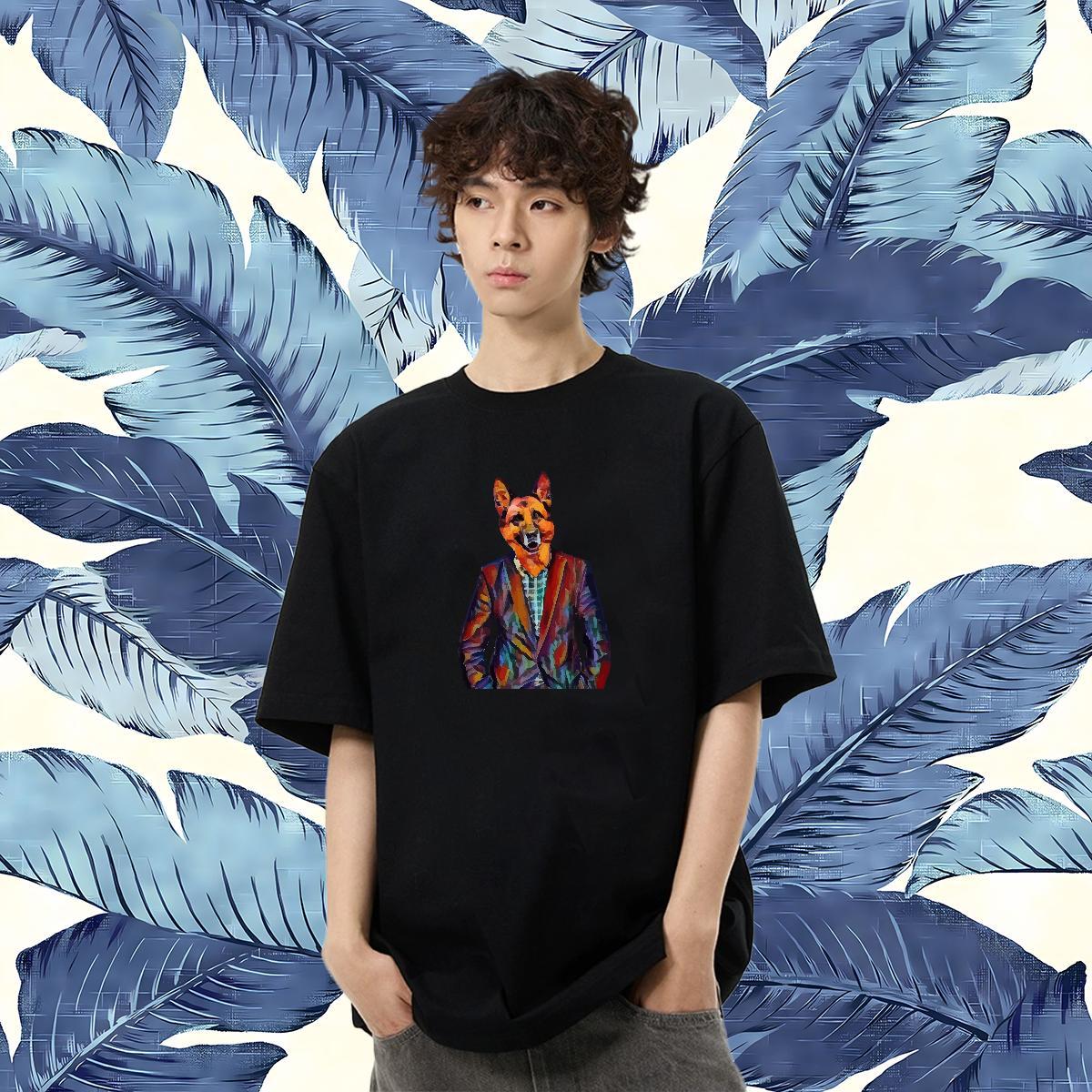 Customized T-Shirts 230g Cotton Dog Summer Casual Polos Pure Cotton Wholesale Men Clothes T-Shirt Customized Print