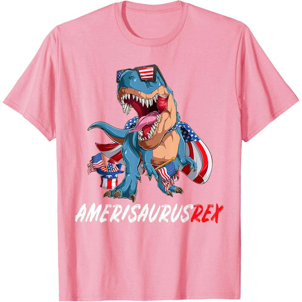 T shirt Mens 4th July T Rex America Dinosaur Independence Day Patriot USA T-Shirt shirts tshirt graphic tee Casual tops summer clothes Short sleeve Fr