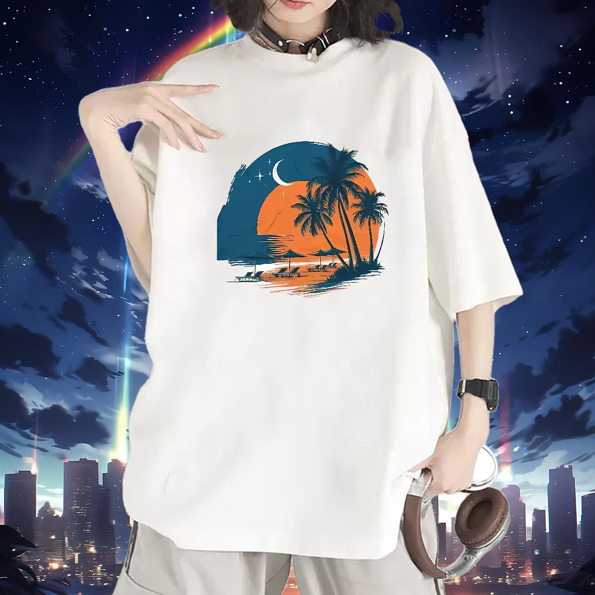 Popular Woman T Shirts Breathable Unisex Tshirts Cartoon Floral Printing beach Street 230g 100% Cotton Stylist Top Shirts