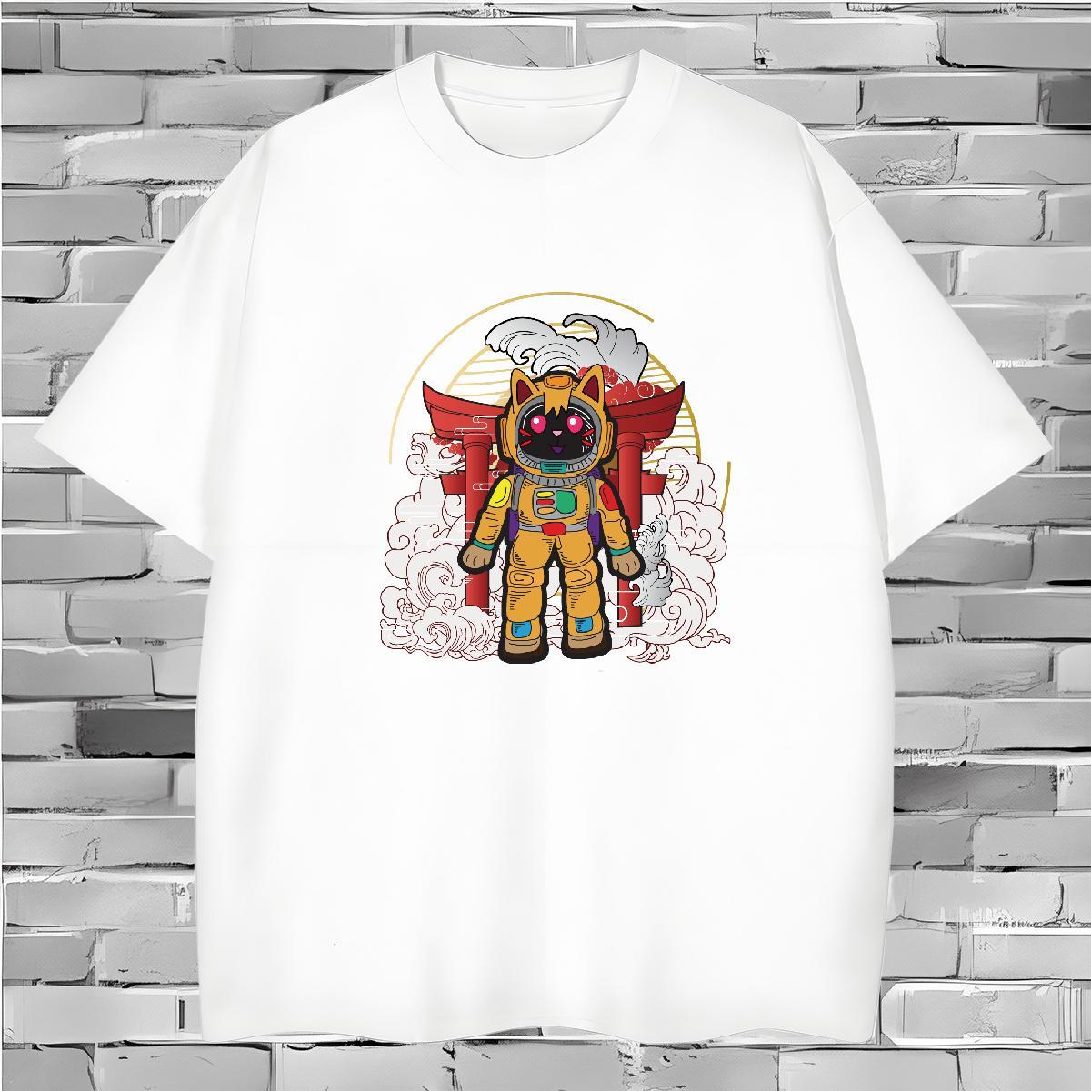 T Shirt For Man 230g Cotton cosmonaut Street Casual Crew Neck Breathable Skull Tshirts Designer Fashion Free Shipping Wear